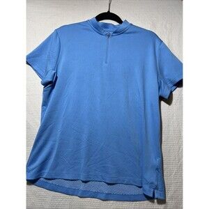Nike Quarter Zipped Womens Dri-Fit Size XL Blue Short Sleeve VGC